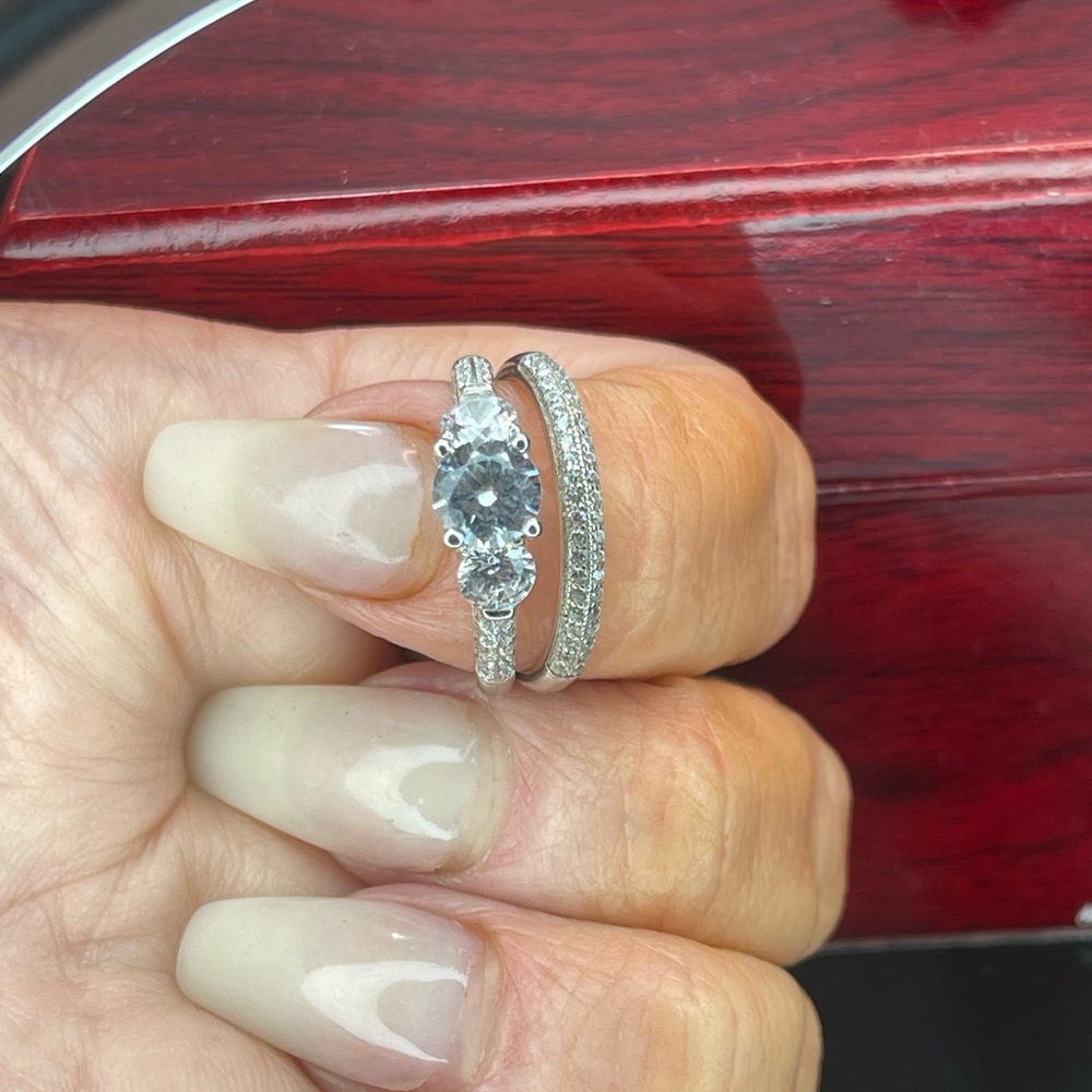 Size 8 Sterling Silver Stack Wedding Engagement R… - image 6